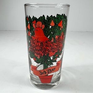 Vintage 12 Days of Christmas 3rd Day 3 French Hens Glass Tumbler